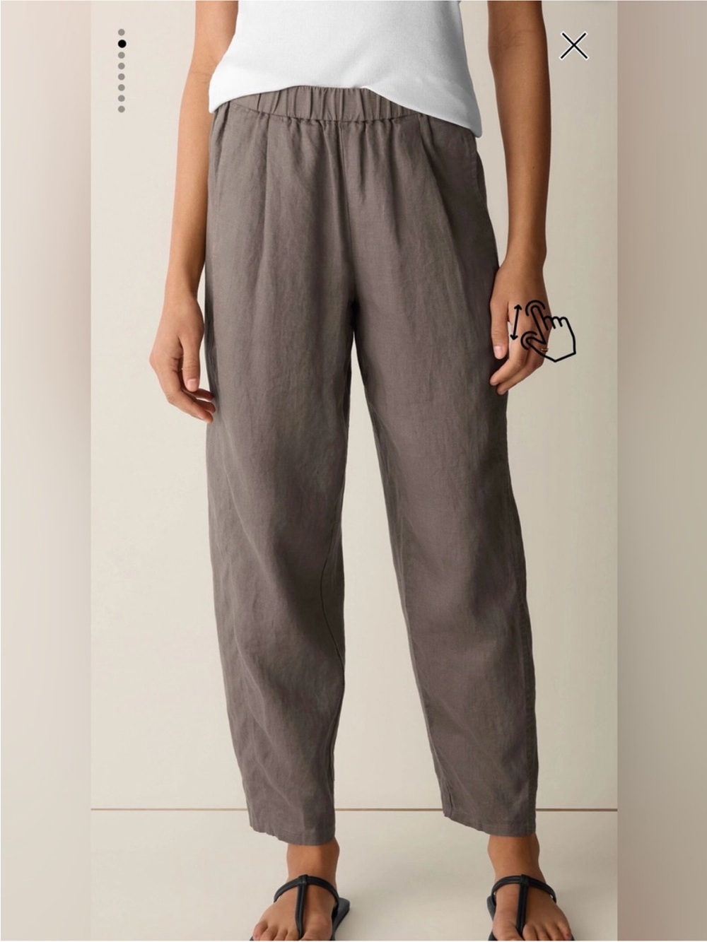 Eileen Fisher Organic Linen Pleated Lantern Pant in Taupe/Cocoa L - Picture 4 of 11